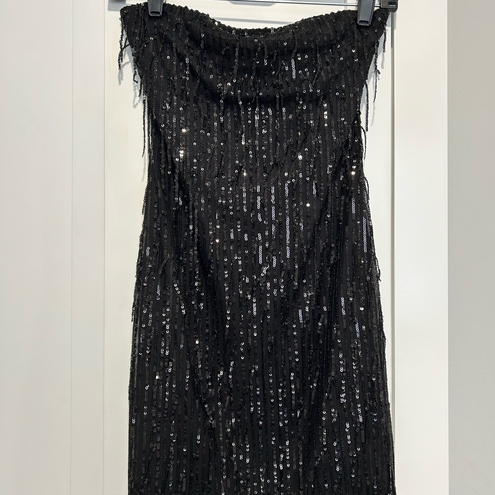 Wild Fable Black Strapless Sequin Dress
